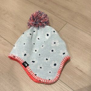 North face 2T-3T Kids Blue and Orange Pom-Pom Beanie